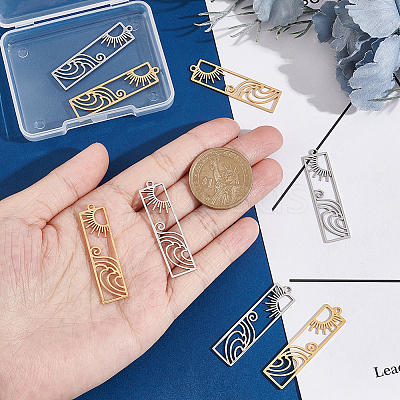 8Pcs 2 Colors 201 Stainless Steel Pendants STAS-UN0044-21-1