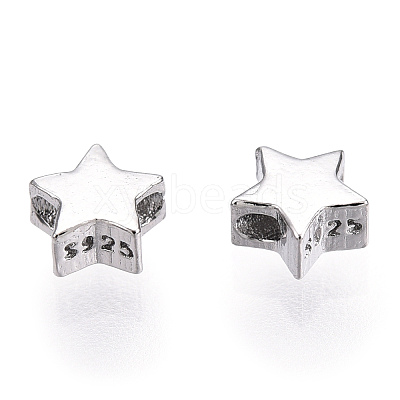 Rhodium Plated 925 Sterling Silver Beads LS-STER-T004-76P-1