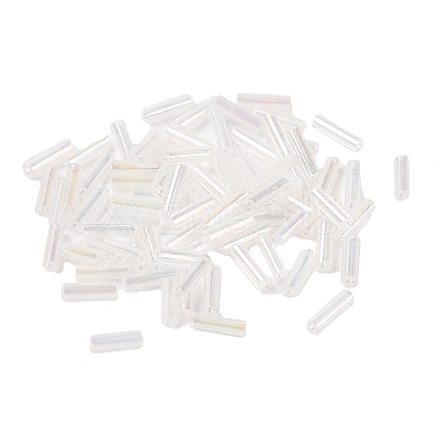 Transparent Colours Rainbow Glass Bugle Beads TSDB6MM161-1