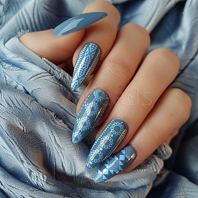 Stainless Steel DIY Nail Art Templates MRMJ-WH0092-058-1