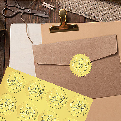 12 Sheets Self Adhesive Gold Foil Embossed Stickers DIY-WH0451-021-1