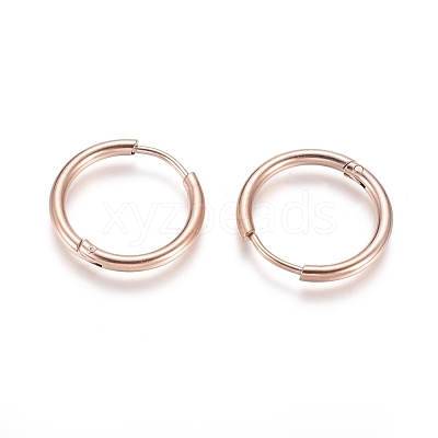 Ion Plating(IP) 304 Stainless Steel Huggie Hoop Earrings EJEW-F111-18mm-RG-1
