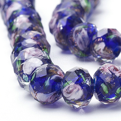 Handmade Gold Sand Lampwork Beads Strands LAMP-R141-10mm-01-1