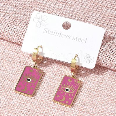 304 Stainless Steel Enamel Hoop Earrings for Women STAS-Z105-01G-03-1