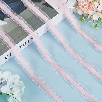 10 Yards Polyester Pleated Lace Trim OCOR-WH0080-93C-1