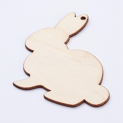 Undyed Wood Blank Tag Big Bunny Pendants LS-WOOD-P010-02H-1