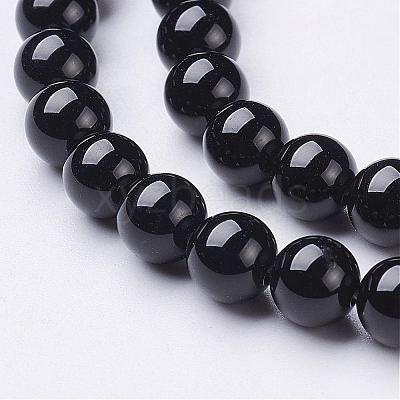 Natural Black Onyx Round Beads Strands GSR6mmC097-1