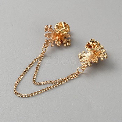 Zinc Alloy Rhinestone Chain Collar Pin Brooches JEWB-WH0816-010G-02-1