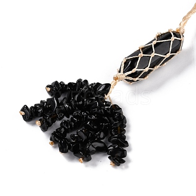 Natural Obsidian Reiki Healing Wall Hanging Pendant HJEW-C005-01I-1