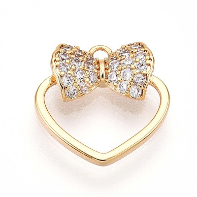 Brass Micro Pave Cubic Zirconia Charms KK-N261-01G-1