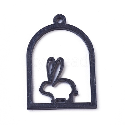 Acrylic Bunny Open Back Bezel Pendants KY-WH0019-03-1