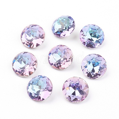 Pointed Back & Back Plated Glass Rhinestone Cabochons LS-RGLA-J012-8mm-001VL-1