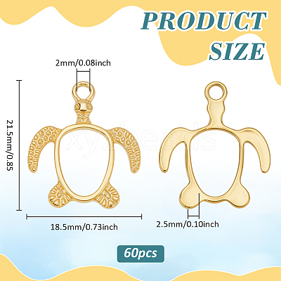 60Pcs Alloy Open Back Bezel Pendants FIND-PH0026-70G-1