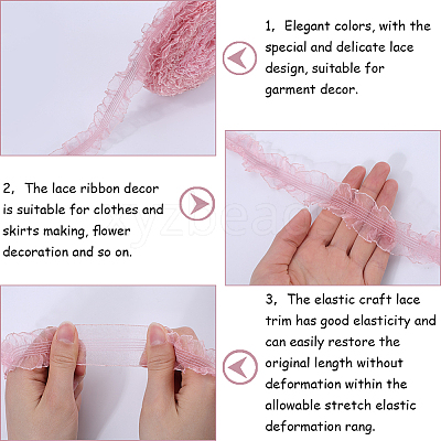 20 Yards Ruffled Nylon Elastic Lace Trim EW-WH0018-03A-1