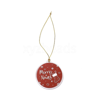 Christmas Theme Acrylic Pendant Decoration HJEW-G021-01C-1