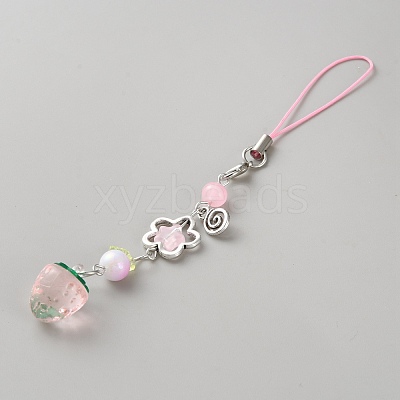Plastic Strawberry Beads Mobile Straps HJEW-WH00056-10A-1