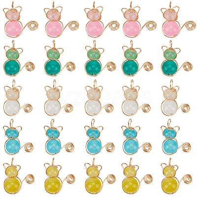 40Pcs 5 Colors Imitation Jade Glass Beads Pendants FIND-SC0009-72-1
