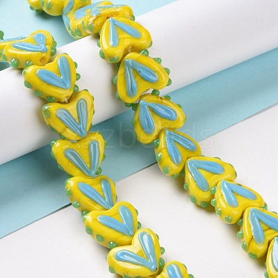 Heart Handmade Lampwork Beads Strands LAMP-G150-01C-1
