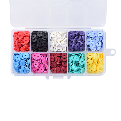 10 Colors Handmade Polymer Clay Beads CLAY-JP0001-01-8mm-1