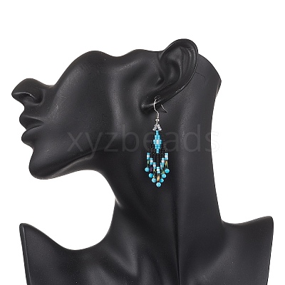 Natural Magnesite Rhombus Dangle Earrings EJEW-MZ00632-01-1