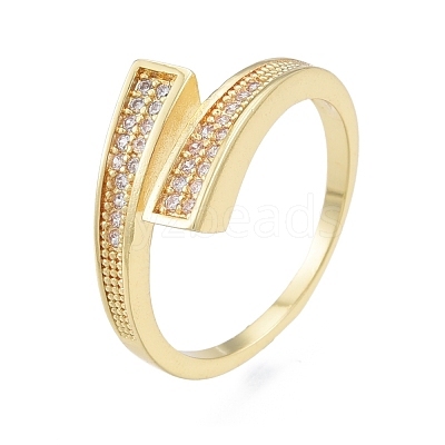 Clear Cubic Zirconia Open Cuff Ring RJEW-G261-09G-1