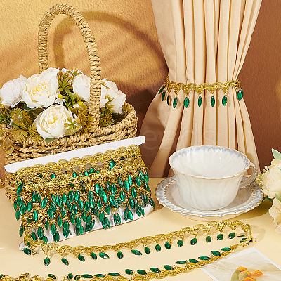 Polyester Lace Ribbon with Plastic Charms Tassel OCOR-WH0078-202B-03-1