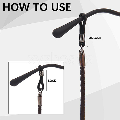2Pcs 2 Colors Cowhide Neck Strap for Eyeglasses AJEW-CL0004-78-1