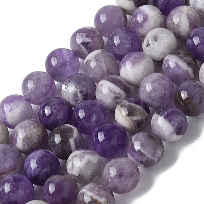 Round Natural Chevron Amethyst Bead Strands G-S380-01A-1