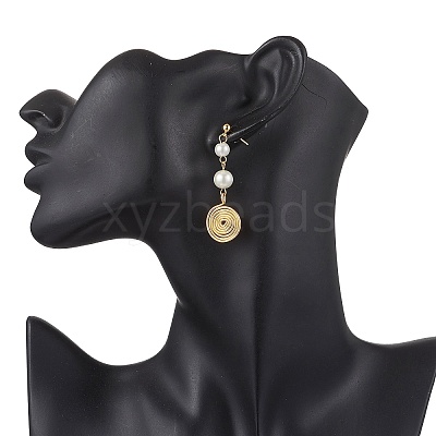 Glass Pearl Dangle Stud Earrings EJEW-JE06543-03-1