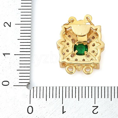 Rack Plating Flower Brass Micro Pave Cubic Zirconia Box Clasps KK-F876-14G-1
