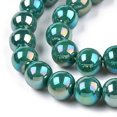 Electroplate Opaque Glass Beads Strands GLAA-T032-P8mm-AB12-1