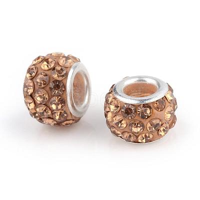 Polymer Clay Rhinestone European Beads CPDL-T001-06-1