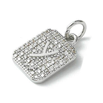 Rack Plating Brass Micro Pave Clear Cubic Zirconia Charms KK-G501-01Y-P-1