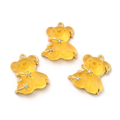 Transparent Resin Crystal Rhinestone Pendants KK-H438-04G-06-1