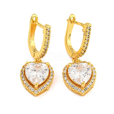 Rack Plating Brass Micro Pave Cubic Zirconia Hoop Earrings EJEW-H310-02G-1