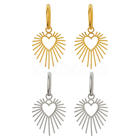 2Pairs 2 Colors 304 Stainless Steel Hoop Earrings EJEW-HS0001-25-1