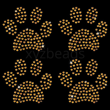 Paw Print Hotfix Glass Rhinestone DIY-WH0453-71B-02-1