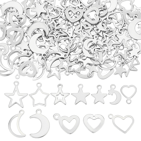 120Pcs 12 Styles Stainless Steel Charms STAS-WR0001-22-1