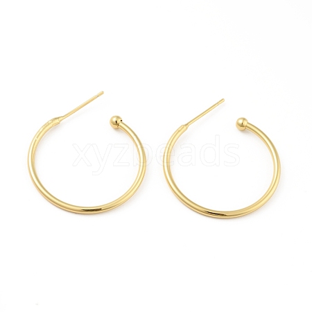 Brass Ring Stud Earrings EJEW-B013-03-1