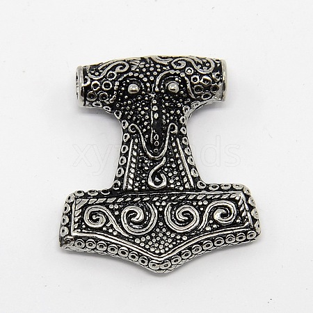 Vintage Men's 304 Stainless Steel Thor's Hammer Focus Pendants STAS-O044-18-1