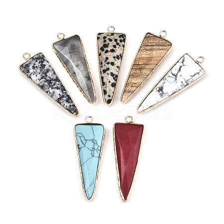 Natural Gemstone Pointed Pendants G-N326-56-1