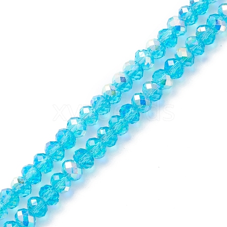 Electroplate Transparent Glass Beads Strands EGLA-K015-07A-1