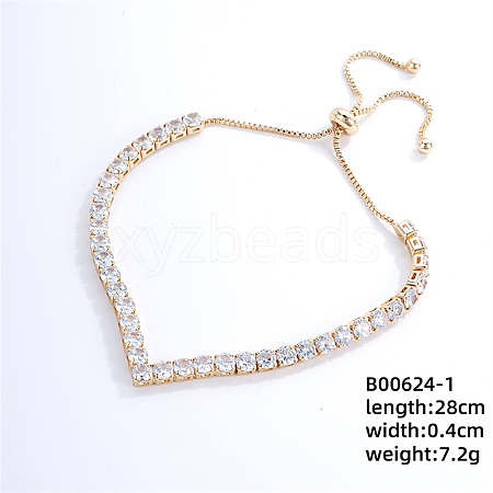 Brass Crystal Rhinestone Box Chain Slider Women's Bracelets UC5673-1-1