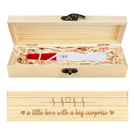 Rectangle Wooden Pregnancy Test Keepsake Box with Lock CON-WH0103-004-1