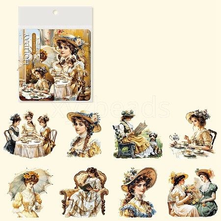 16Pcs PET Baroque Maiden Waterproof Stickers Self-Adhesive Stickers PW-WG5252D-03-1