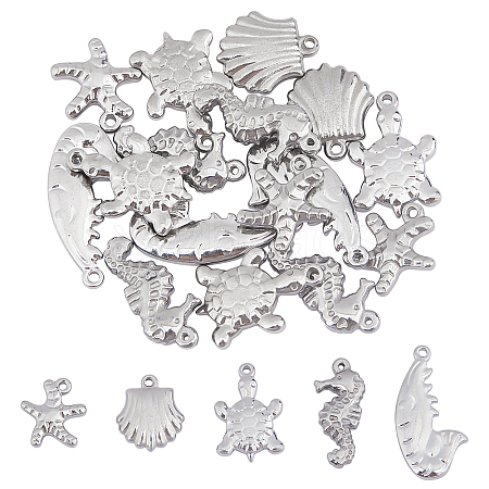 Unicraftale 20Pcs 5 Style 201 & 304 Stainless Steel Charms STAS-UN0029-47-1