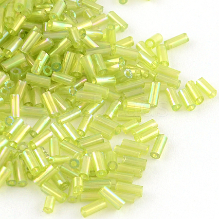 AB Color Plated Glass Bugle Beads SEED-R011-164-1