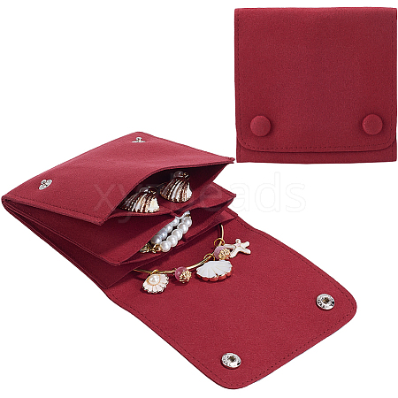 2Pcs Microfiber Cloth Jewelry Storage Bags with Brass Button ABAG-BBC0001-17B-01-1