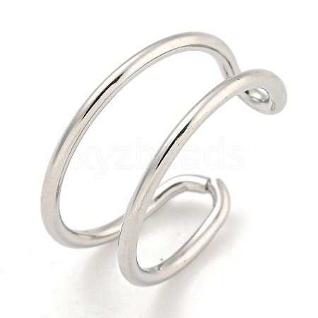 Non-Tarnish 304 Stainless Steel Hollow Open Cuff Ring for Women RJEW-A043-12P-1