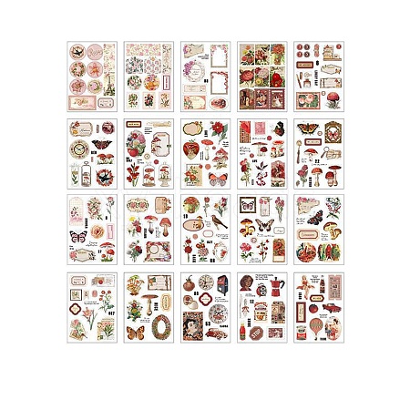 20 Sheets Infeel.Me PET Sticker Book Retro Diary Material Decoration Stickers PW-WG73723-02-1